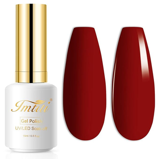 Imtiti Red Gel Nail Polish, 1 Pcs 15ml FireBrick Color Soak Off LED Long-Lasting Nail Gel Polish Nail Art Starter Manicure Salon DIY at Home, 0.5 Fluid Ounces