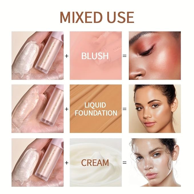 Liquid Highlighter, Contour Stick Makeup Highlighter for Face, Waterproof Luminous Lotion, Silky Smooth Glitter Highlighter Makeup Stick, Multi-Use Body Shimmer Liquid Bronzer 01# MOONLIGHT-VivaGrace Women