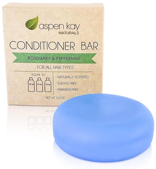 Aspen Kay Naturals Conditioner Bar, Made With Natural & Organic Ingredients, All Hair Types including frizzy hair, 2.3 Ounce Bar. (Rosemary & Peppermint)-VivaGrace Women