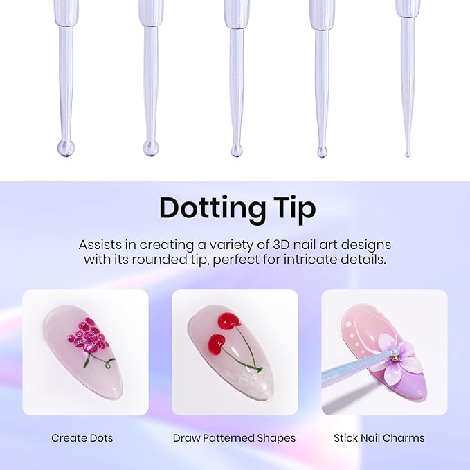 Beetles 5PCS Nail Art Dotting Tools Nail Art Sculpture Pen, Dual-Head Resin Nail Art Tools, Carving Drawing Tool, Silicone Brushes Set Pottery Clay Sculpting Tools Modeling Painting Tool DIY Art-VivaGrace Women