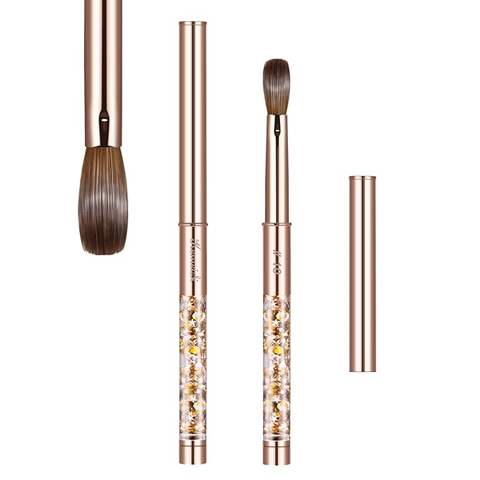 Acrylic Nail Brush Size 10,KEMEISI 100% Pure Kolinsky Nail Art Brushes Sturdy Handle Oval Shaped Acrylic Powder Nail Design Tools for Professional Manicure DIY Home Salon (Gold)-VivaGrace Women