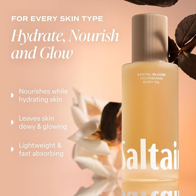 Saltair Body Oil. Luxurious Santal Bloom After Shower and Bath Oil Moisturizer for Women and Men. Botanical, Non-Greasy, and Well-Absorbing Lotion for Hydrating Dry Skin. 4oz Pump Bottle-VivaGrace Women