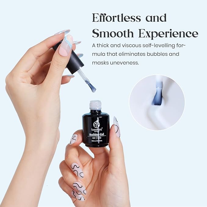 Beetles Milky White Builder Gel for Nails 7 in 1 Strengthener Gel for Nail Extension Building Nail Apex DIY at Home Beauty Gift Sets for Women,Base Coat Need-VivaGrace Women