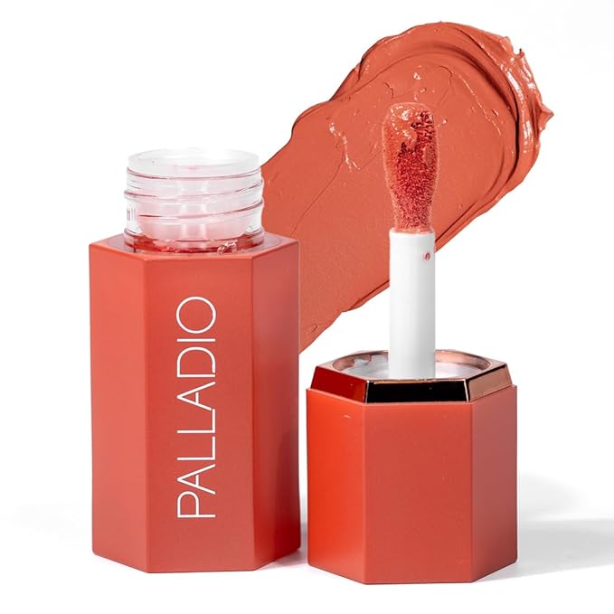 Palladio Liquid Blush for Cheeks & Lips 2-in-1 Makeup Face Blush, Weightless Cream Formula, Smudge Proof Long-Wearing Pigmented Blush, Natural Look Makeup Face Blushes, Dewy Finish, Sunny Coral-VivaGrace Women