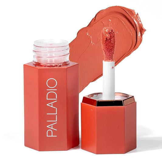 Palladio Liquid Blush for Cheeks & Lips 2-in-1 Makeup Face Blush, Weightless Cream Formula, Smudge Proof Long-Wearing Pigmented Blush, Natural Look Makeup Face Blushes, Dewy Finish, Sunny Coral-VivaGrace Women