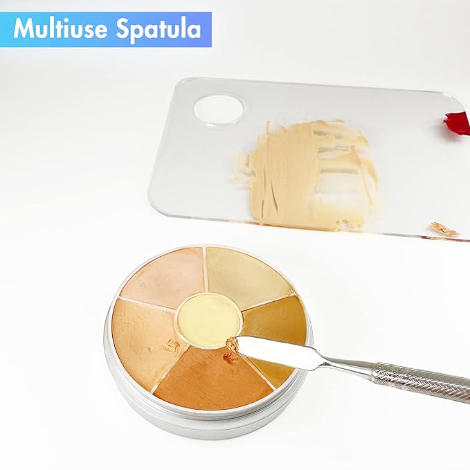 Stainless Steel Foundation Spatula with Makeup Mixing Palette, Foundation Makeup Tray Acrylic Makeup Palette Cosmetic Nail Art Color Mixing Tool Make Up Spatula, Pack of 4-VivaGrace Women