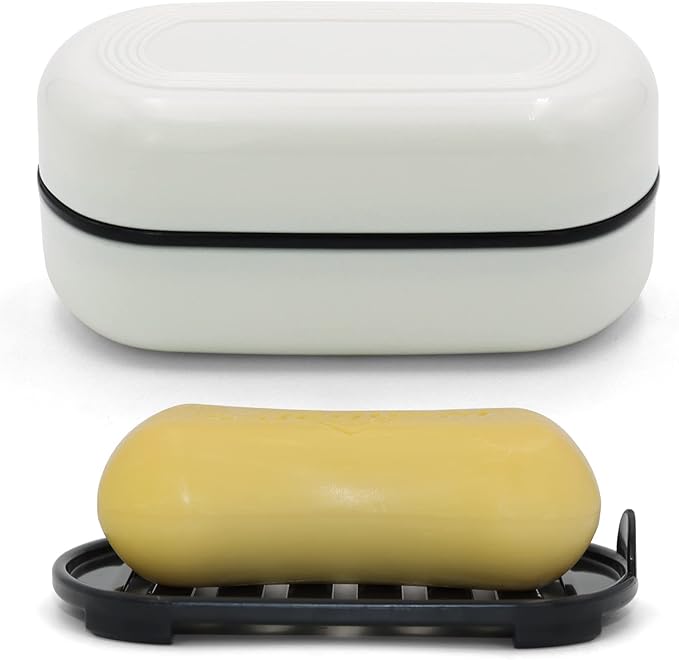Travel Soap Container, Leakproof Soap Box, Travel Soap Holder with Removable Draining Layer, Portable Soap Case for Traveling, Camping, Gym (White, 1 Pack)-VivaGrace Women