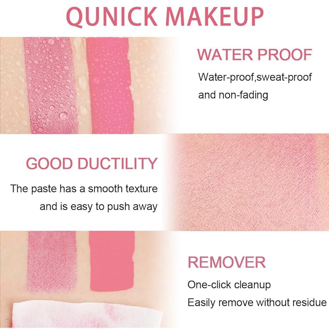 evpct 2Pcs Shimmer Pink Rose Cream Blush Stick for Cheeks Lips Tint Eyes Contour Highlighter Makeup Sticks Lightweight Hydrating formula rubor en crema para los cachetes 01 Dainty & 05 Sweet Heart-VivaGrace Women