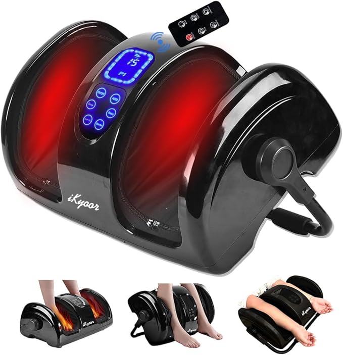 Shiatsu Foot Massager with Heat Deep Kneading Foot and Calf Leg Massager Machine for Relaxation, Muscle Pain Relief Massage (Black)-VivaGrace Women