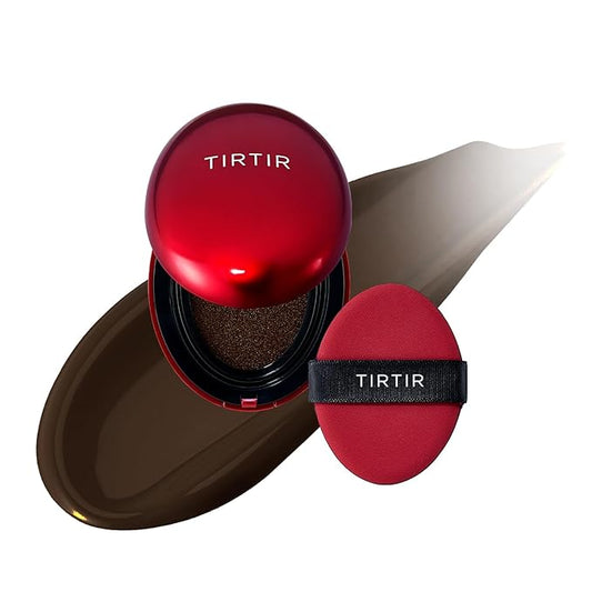 [*Mini Size*] TIRTIR Mask Fit Red Cushion Foundation | Full coverage, Weightless, Skin fit, Satin Glow Finish, Korean Makeup, beauty, Tattoo cover up, Buildable (#55N Espresso, 0.15 Fl Oz)-VivaGrace Women
