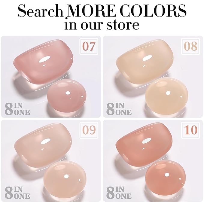 Double Rhythm Clear Gel Nail Polish 15ml Nail Strengthener in a Bottle Nail Extension Hard Gel Soak Off Long Lasting UV Gel (Light Nude 8 in 1-6)-VivaGrace Women