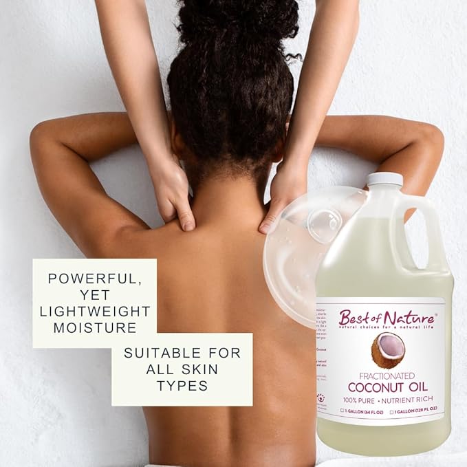 Best of Nature 100% Pure Fractionated Coconut Oil - Liquid MCT Massage & Body Oil, Unscented Moisturizer for Hair, Skin, Face, Aromatherapy Carrier for Essential Oils, 5 Gallon Pail (640 fl oz)-VivaGrace Women