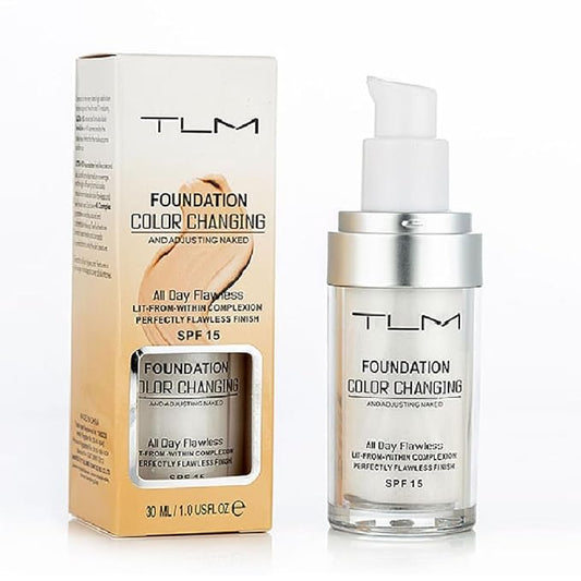 TLM Foundation Color Changing,TLM Colour Changing Liquid Foundation Hides Wrinkles & Lines,BB Cream Makeup Base Concealer Cover Moisturizing Fluid for all Skin Tone SPF15(30ML)-VivaGrace Women