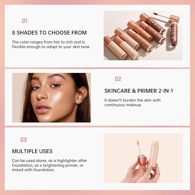 Halo Glow Liquid Face Filter, Complexion Booster For A Glowing, Soft-Focus Look, Infused With Hyaluronic Acid, Vegan & Cruelty-Free 1.06 OZ/31.5ml -08-VivaGrace Women