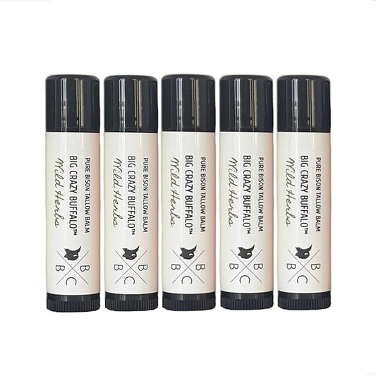 Pure Bison Tallow Lip Balm, Wild Herb, (5 pack) - Rosemary & Lavender, Moisturizing, Non-Habit Forming-VivaGrace Women
