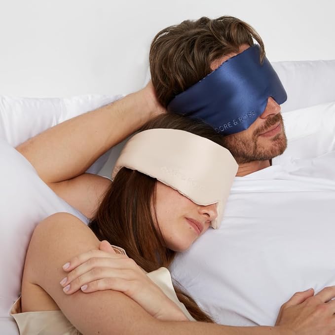 Dore & Rose Deep Sleep Mask Light Blocking, 23 Momme Mulberry Silk Eye Mask, Ultra Soft, Adjustable - Travel Sleeping Mask for Men & Women - Dark Blue-VivaGrace Women