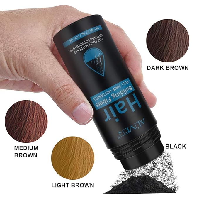 Aliver Hair Fibers for Thinning Hair with Spray Dark Brown - Undetectable Natural Formula - Thicker Fuller Hair in 15 Seconds - Conceals Hair Loss & Look Younger - Designed for Men & Women,0.97Oz-VivaGrace Women
