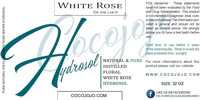 Dr Joe Lab White Rose Water Hydrosol - Pure Natural Distilled Bulgarian Rosewater Non-GMO Vegan Hydrating Toning Spray Mist Face Hair Skin Pores Locs Dreads - Packaging May Vary (32 oz)-VivaGrace Women
