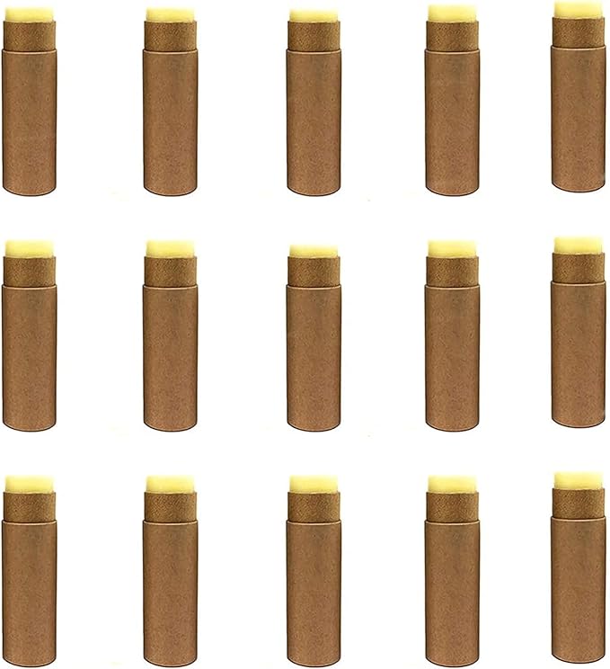 12 Pcs 0.3 Oz Paperboard Lip Balm Tubes 10ml Empty Cardboard Krafts Tubes Lipstick Tube Refillable Lip Gloss Container Solid Perfume Tubes Chapstick Container for DIY Cosmetic Samples Deodorant(Brown)-VivaGrace Women