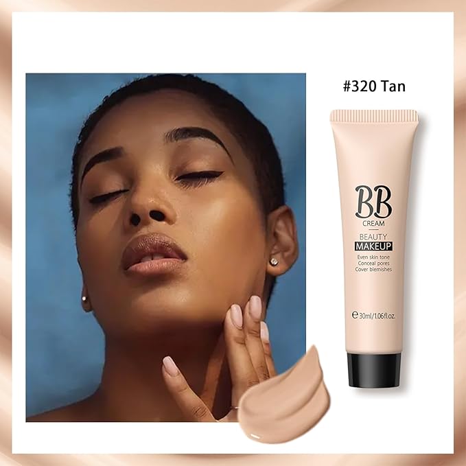 KWOLYKIM 2PCS Hydrating Makeup BB Cream, Tinted Moisturizer Face Makeup BB Cream Foundation Waterproof Concealer Clean Brighten Color Correcting Cream Nude Makeup Long Lasting for All Skin(Tan)-VivaGrace Women
