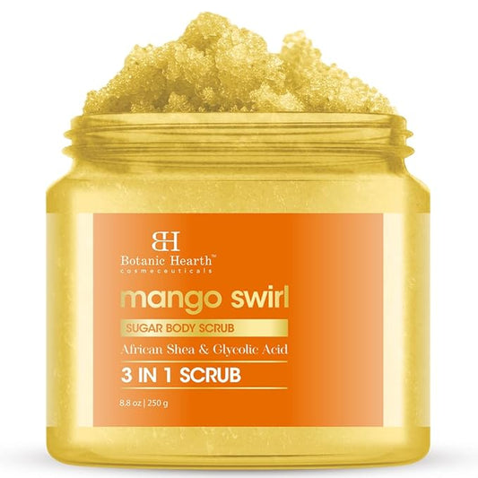 Botanic Hearth Mango Swirl Body Scrub - 8.8 fl oz - Exfoliating & Moisturizing Scrub for Smooth, Radiant Skin - Infused with African Shea & Glycolic Acid | 3 in 1 Scrub-VivaGrace Women