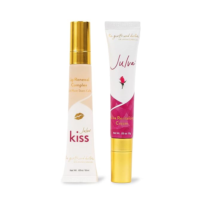 Lip Duo by Dr. Anna Cabeca - Julva Revitalizing Feminine Cream Personal Moisturizer and Julva Kiss Lip Renewal Complex-VivaGrace Women