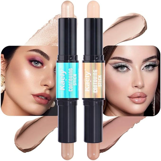 evpct 2in1 Face Shaping & Contouring Stick Cream Contour Concealer Bronzer Stick Makeup Kit for Beginner Face Highlighter Makeup Stick contorno maquillaje de maquillaje, NEW Fair + ORIGINAL Light-VivaGrace Women