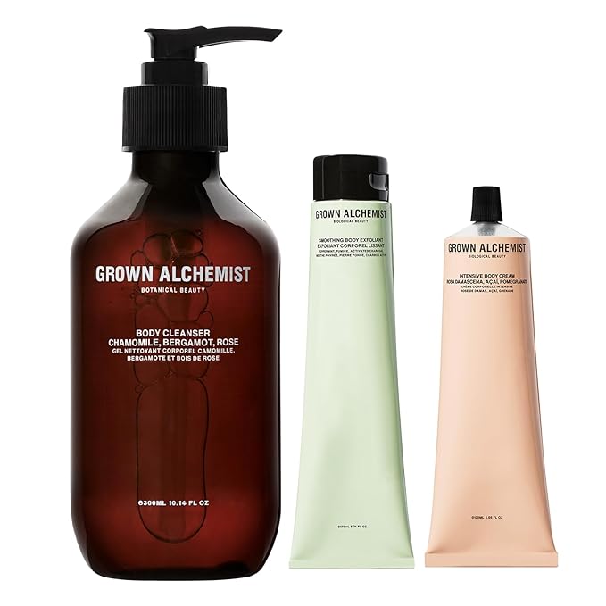 Grown Alchemist Body Cleanser (300ml) + Smoothing Body Exfoliant (170ml) + Intensive Body Cream (120ml) Skincare Set-VivaGrace Women