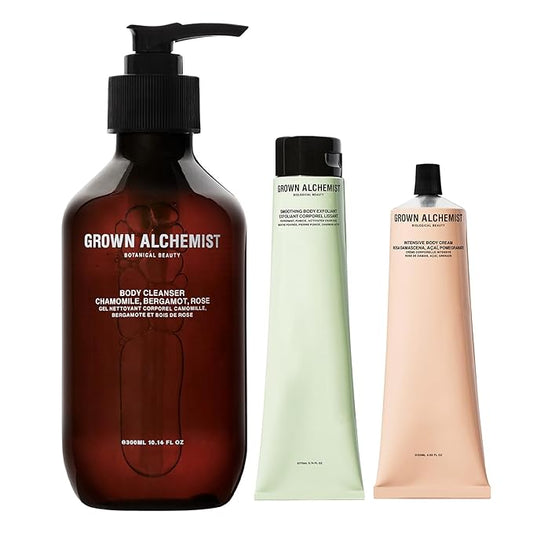 Grown Alchemist Body Cleanser (300ml) + Smoothing Body Exfoliant (170ml) + Intensive Body Cream (120ml) Skincare Set-VivaGrace Women
