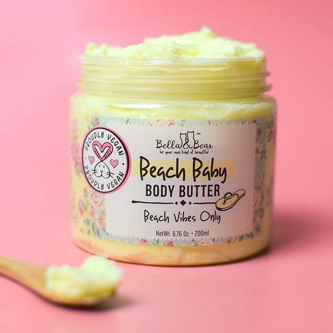 Bella and Bear Beach Baby Body Butter - Moisturizing Shea Cream for Women - Vegan, Cruelty& Oil-Free - Helps Prevents Pregnancy Stretch Marks 6.76-oz-VivaGrace Women