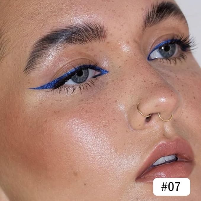 evpct Pearl Blue Gel Eyeliner Pencil for Women Waterline Waterproof Smudge Proof Eye Makeup Liners, Blue Mascara Eye Liner Gel Liner Eyeliner with Sharpener delineador de ojos contra el agua 07