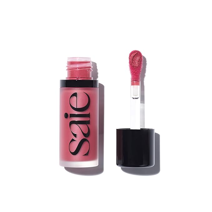 Saie Dew Blush - Lightweight Liquid Blush with a Blendable + Buildable Cream Finish - Dewy Cheek Tint with Doe Foot Wand Makeup Applicator - Bright Berry Blush - Dreamy (.40 oz)-VivaGrace Women