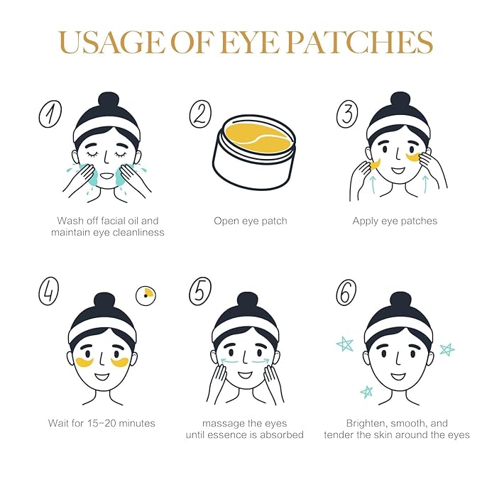 24K GOLD Eye Mask - 60 Pcs Collagen Under Eye Mask,Puffy Eyes and Dark Circles Treatments, Reduce Wrinkles and Fine Lines Undereye (Gold, 1)-VivaGrace Women