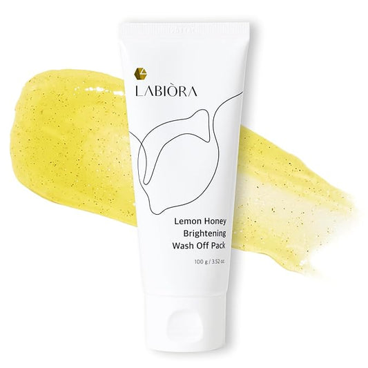 Lemon Honey Face Mask Wash-Off Pack & Scrub — 5-Minute, Exfoliating, Hydrating, Gentle for Sensitive Skin, with Manuka Honey & Lemon Extract, 3.52 oz (100 g)-VivaGrace Women