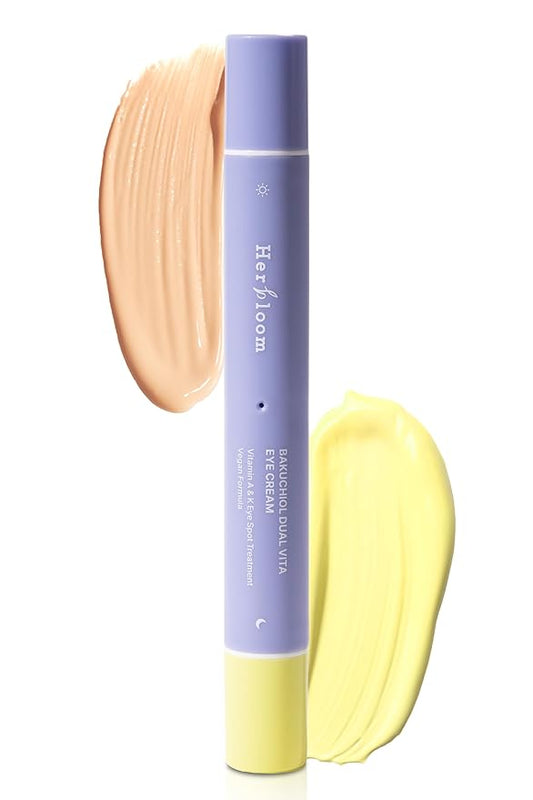 herbloom Bakuchiol Dual Vita Eye Cream | Korean Eye Cream for Dark Circles & Fine Lines | Day & Night Eye Cream for Sensitive Skin | Eye Moisturizer W/Vitamin A & K 0.54 Fl Oz-VivaGrace Women