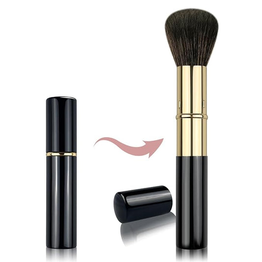 Retractable Makeup Brush, Travel Kabuki Powder Brush, Retractable Blush Brush, for Blush, Bronzer, Buffing, Highlighter Flawless Powder Cosmetics, Travel Friendly-VivaGrace Women