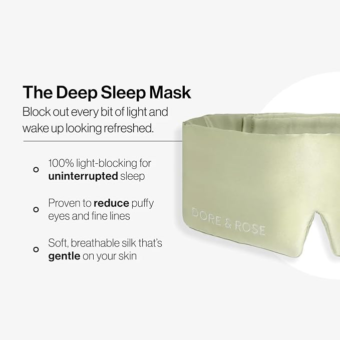 Dore & Rose Deep Sleep Mask Light Blocking, 23 Momme Mulberry Silk Eye Mask, Ultra Soft, Adjustable - Travel Sleeping Mask for Men & Women - Olive-VivaGrace Women
