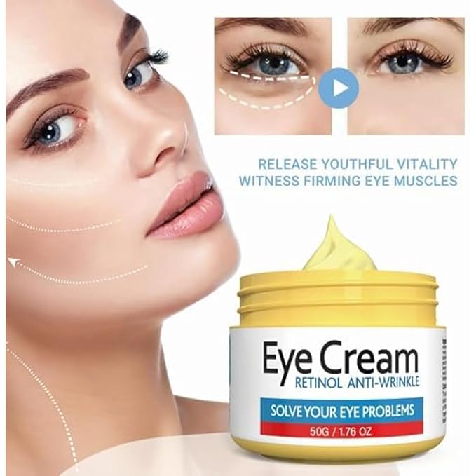 Retinol Eye Cream for Improving Dark Circles and Puffiness Under Eye Bags Under Eye Cream Reduce Aging Line Smoothing Wrinkles and Fine Lines Moisturizing Eye Cream Unisex 1.76OZ/50G-VivaGrace Women