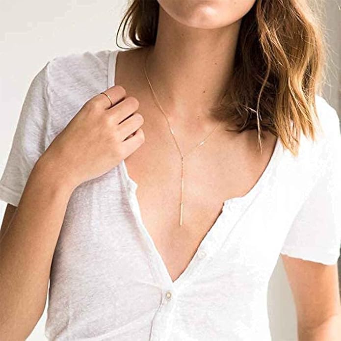 Boho Long Bar Necklace Choker Y Lariat Necklace Chain Minimalist Drop Necklace Jewelry for Women and Girls-VivaGrace Women