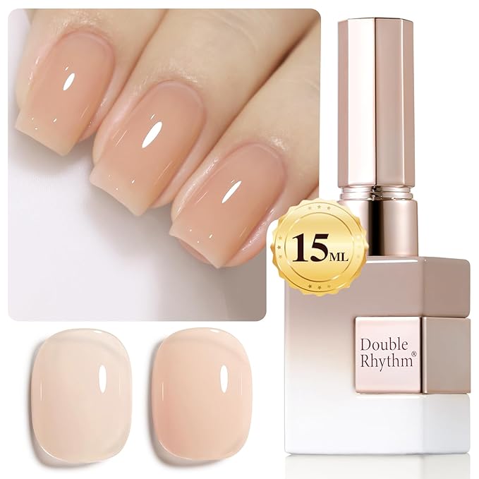 Double Rhythm 0.5Oz Translucent Gel Polish Sheer Neutral Natural Light Milky Same Color Same Bottle 15ML Jelly Gel Polish Art DIY at Home (Milky Nude-A1358)-VivaGrace Women