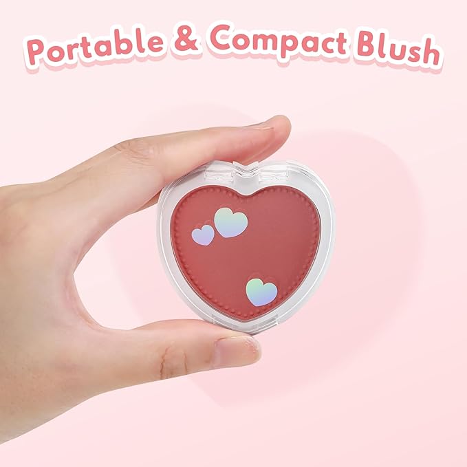 Boobeen Powder Blush Matte Pressed Blush Palette, Highly Pigmented Cream Pink Blusher for Cheeks, Blusher Compact Powder Makeup Lightweight Easily Blends, Single Color Rouge Powder-VivaGrace Women