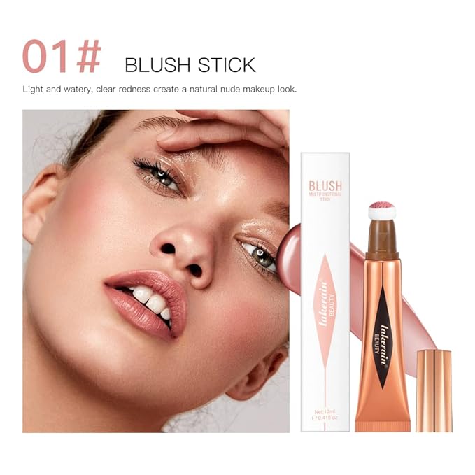 Liquid Blush Stick, Beauty Stick, Cream Blush, Liquid Blush For Cheeks, Beauty Blush Stick With Cushion Applicator, Multifunctional Makeup Beauty Stick (01#)-VivaGrace Women