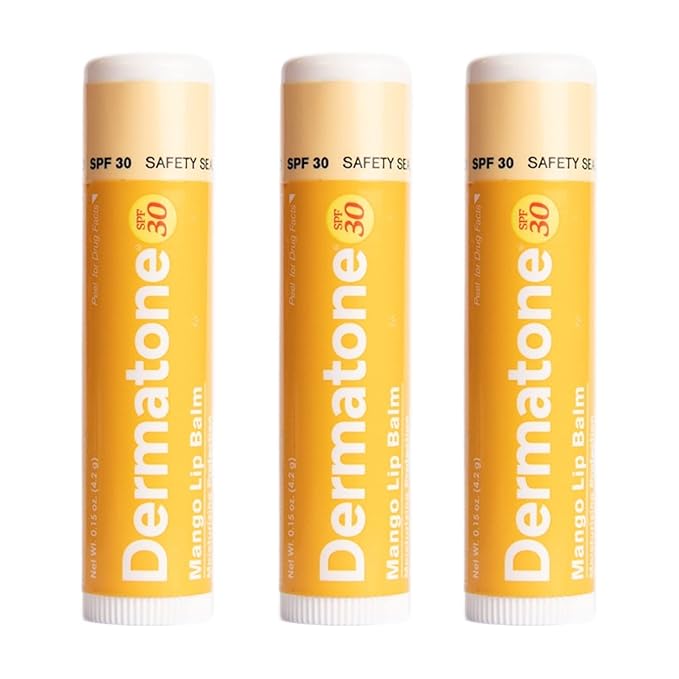 Dermatone Mango Lip Balm | Moisturizing Lip Care | Soothe & Replenish Chapped Lips | Aloe, Vitamin E | 3-Pack (Mango, 0.15oz sticks)-VivaGrace Women