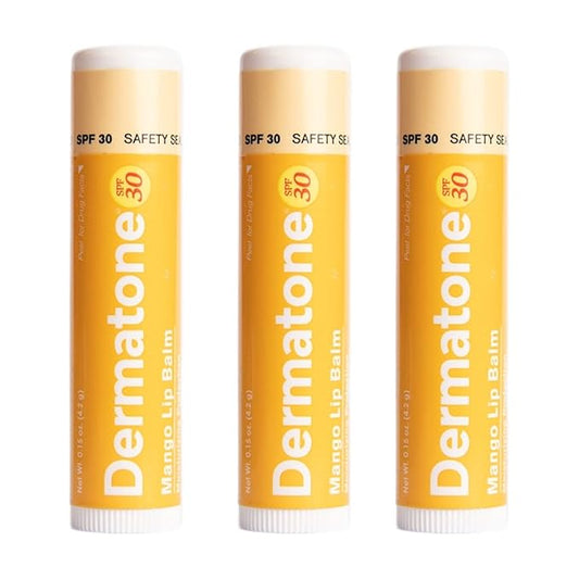 Dermatone Mango Lip Balm | Moisturizing Lip Care | Soothe & Replenish Chapped Lips | Aloe, Vitamin E | 3-Pack (Mango, 0.15oz sticks)-VivaGrace Women