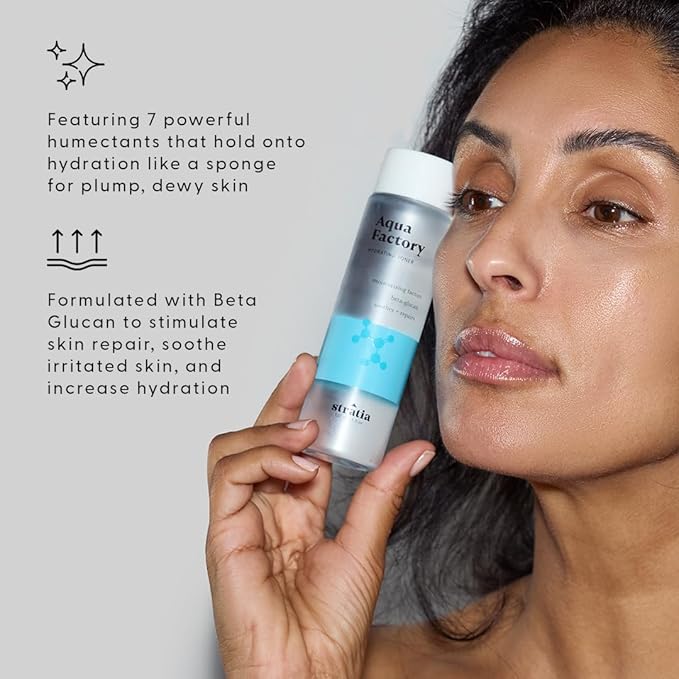 Stratia Aqua Factory Hydrating Toner with Beta Glucan, 7 Moisturizing Factors & Peptides for Barrier Repair, Nourishing Dry & Sensitive Skin, 4oz-VivaGrace Women
