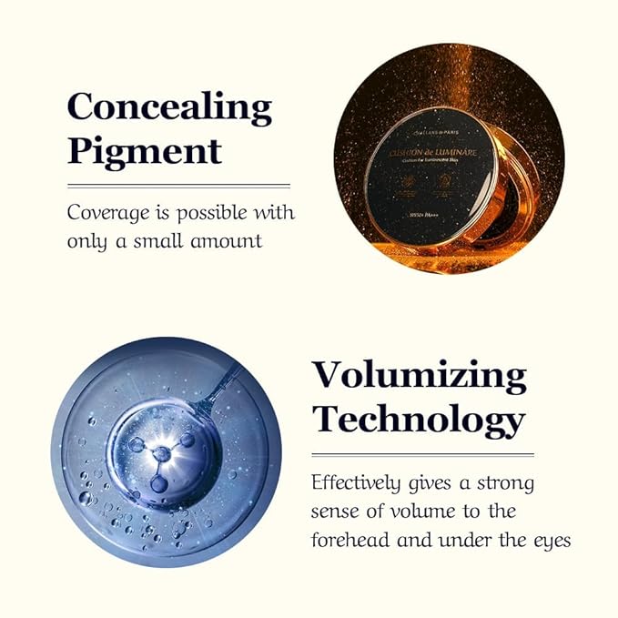 [CHALLANS de PARIS] Cushion de LUMINÁRE Cushion Foundation – 21 Bright Ivory | Radiant Glow, Full-Coverage, Lightweight Adhesion, Long-Wear, Luminous Finish, Korean Makeup, 0.53 oz-VivaGrace Women