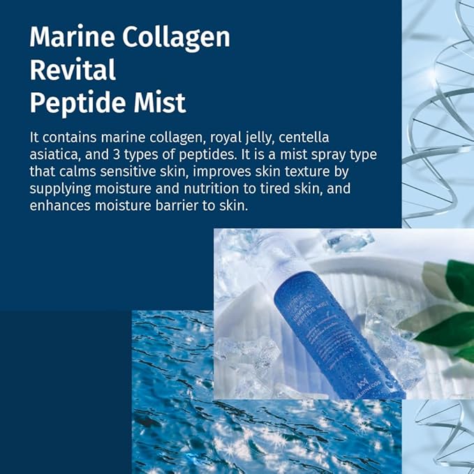 Marine Collagen Revital Peptide Mist 120ml ㅣ Fine Facial Spray for Hydration Soothing Glow ㅣ Daily Moisture Mist with Centella and Peptides-VivaGrace Women