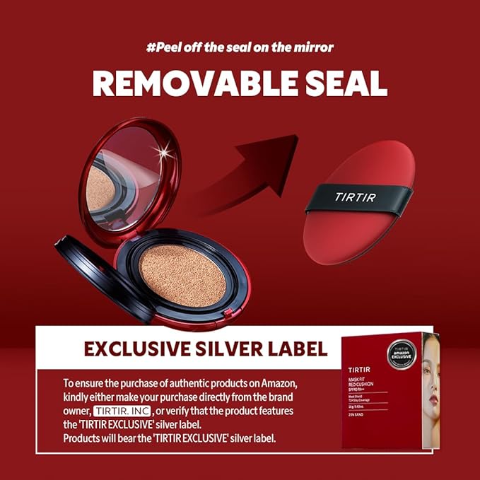 TIRTIR Mask Fit Red Cushion Foundation | Japan's No.1 Choice for Glass skin, Long-Lasting, Lightweight, Buildable Coverage, Semi-Matte (22N Shell Beige, 0.63 Fl Oz (Pack of 1))-VivaGrace Women