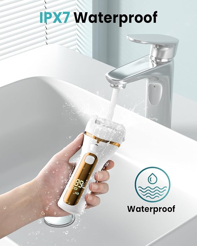 PUBOO Foot Callus Remover Electric 10000 RPM 3-Speed IPX7 Rechargeable Pedicure Kit for Hard Skin Women & Men. Portable Multi-Roller File Grinder Sander Scrubber with LED Display for Wet & Dry Feet-VivaGrace Women