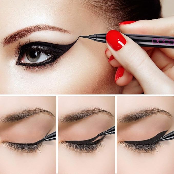 docolor Waterproof Black Eyeliner Liquid Pen and Black Eyeliner Gel Smudge-proof Gel Eye Liner Pencil, 2PCS
